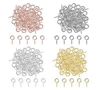 KEWAYO Screw Eyes, 400PCS Small Eyelet Screws Kit, Metal Screw Hooks Ring for Jewelry Making, DIY Crafts and Furniture (13mm - Gold/Silver/Rose Gold/White Gold)