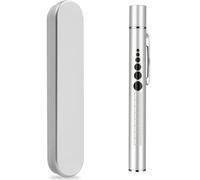 KEWAYO USB Rechargeable Pen Torch with Dual LED Light Source, Pocket Flashlight for Inspection, Outdoor & Emergency Use (Silver)