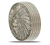 KEWEIYASW 1 oz .999 Pure Copper Round/Challenge Coin (Buffalo Nickel Indian Head Design) 5 PCS
