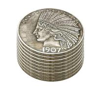 KEWEIYASW Fine Embossed Design Old Silver Coin Rare Indian Head $10 Collectible Historical Coins Art Commemorative Replicas Silver Dollars (1907) 9 PCS