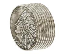 KEWEIYASW Rare Indian Head $10 Collectible Historical Coins Art Commemorative Replicas Silver Dollars Antique Coins Collectible Gifts(1907) 8 pieces