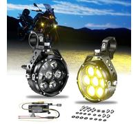 Kewig - 90W Motorcycle Additional LED Light Amber/Yellow White Auxiliary Headlights Two Tone Fog Lights with Wiring Harness Off Road Work Light Compatible with