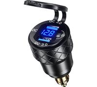 Kewig Aluminum DIN Plug Charger Motorcycle Dual Quick 3.0 USB Charger Power Adapter with LED Display Waterproof for 12V-24V BMW Ducati Triumph DIN Socket