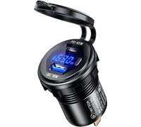KEWIG Car Charger, 63W QC3.0 + PD Type C Car Charger Dual Port Mini Flush Metal USB Car Charger Adapter, 60W/5A Quick Charge Car Phone Charger Fit for iPhone 12/11 Pro/Max/8, Galaxy S21/20/10/9