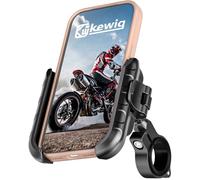 Kewig Motorcycle Phone Mount Holder with Aluminum Alloy Mounting Base, [1s Lock & Release] [Camera Friendly] Bike Handlebar Cellphone Mount for Bicycle Bike Scooter ATV, Fit 5.4-7.2" Smartphone