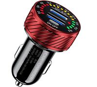 KEWIG USB Car Charger, Dual QC3.0 Port Fast USB Car Charger Adapter, 36W/3A Quick Charge Car Phone Charger with Colorful Voltmeter & ON/Off Switch Fit for Phone 12/11 Pro/Max/8, Galaxy S21/20/10/9
