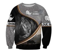 kewing Animal Beautiful Rhino 3D Printed Autumn Men Hoodies Unisex Casual Pullover Zip Hoodie Streetwear