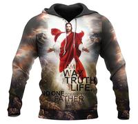 kewing Autumn Men's Jesus Cross Pattern 3D Printed Hoodie Fashion Leisure Unisex Pullover Oversized Hooded Sweatshirt