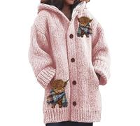 kewing Autumn Winter Women's Long Cardigans Highland Cow 3D Printed Hooded Knit Overcoat Warm Open Front Button Down Sweater Jumpers Fashion Y2K Ladies Cardigan