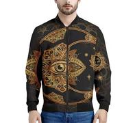 kewing Boho Mandala Patchwork 105d Printed Jacket Men Casual Stand-Up Collar Floral Pattern Sweatshirts Tops Long Sleeves Bomber Zipper Coats