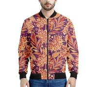 kewing Boho Mandala Patchwork 86d Printed Jacket Men Casual Stand-Up Collar Floral Pattern Sweatshirts Tops Long Sleeves Bomber Zipper Coats
