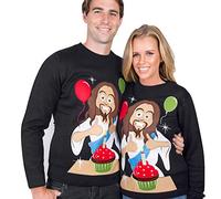 kewing Christmas Sweatshirt Long Sleeve Two Person, Ugly Funny Xmas Pullover Couples Novelty Jumper Blouse