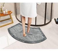 kewing Diatomite Stone Bath Mat Quick Dry Curved Bath Mat for Shower Super Absorbent Fan Shaped Corner Floor Mat Marbled Non Slip Bath Mats for Inside Bath