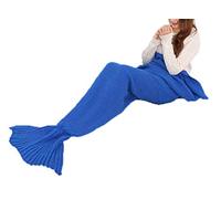 kewing Funny Mermaid Tail Blanket-Handmade Crochet Mermaid Blanket Soft Knitted Blanket Sofa Blanket Women Girls Cosy Blanket Sleeping Bag