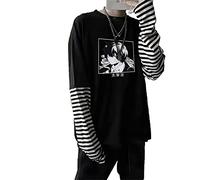 kewing Japanese Anime Bungo Stray Dogs Osamu Dazai T-Shirt Unisex Harajuku Manga Cartoon Printed Patchwork Long Sleeve T-Shirts