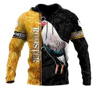 kewing Love Rooster Animal 3D Printed Autumn Men Hoodies Unisex Casual Pullover Zip Hoodie Streetwear