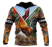 kewing Love Rooster Animal 3D Printed Autumn Men Hoodies Unisex Casual Pullover Zip Hoodie Streetwear