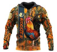 kewing Love Rooster Animal 3D Printed Autumn Men Hoodies Unisex Casual Pullover Zip Hoodie Streetwear