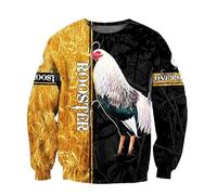 kewing Love Rooster Animal 3D Printed Autumn Men Hoodies Unisex Casual Pullover Zip Hoodie Streetwear