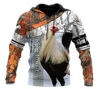 kewing Love Rooster Animal 3D Printed Autumn Men Hoodies Unisex Casual Pullover Zip Hoodie Streetwear