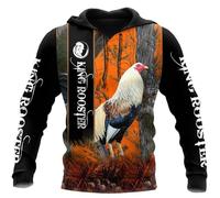kewing Love Rooster Animal 3D Printed Autumn Men Hoodies Unisex Casual Pullover Zip Hoodie Streetwear