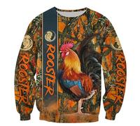 kewing Love Rooster Animal 3D Printed Autumn Men Hoodies Unisex Casual Pullover Zip Hoodie Streetwear