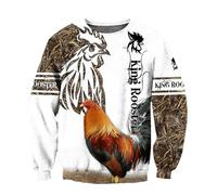 kewing Love Rooster Animal 3D Printed Autumn Men Hoodies Unisex Casual Pullover Zip Hoodie Streetwear