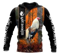 kewing Love Rooster Animal 3D Printed Autumn Men Hoodies Unisex Casual Pullover Zip Hoodie Streetwear