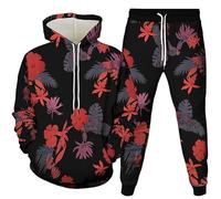 kewing Men/Women Autumn Winter Tracksuit Plants Rose Floral 3D Printed Unisex Long Sleeve Drawstring Hoodies Sweatshirt Jogger Trousers Set