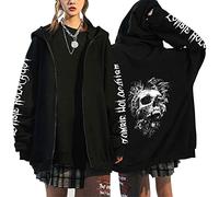 kewing Men Women Hip Hop Streetwear Zip Hoodie Autumn Skull Printed Oversized Hooded Sweatshirt Gothic Harajuku Y2K Punk Zipper Jacket