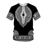 kewing Men's African Dashiki 3D Printed T-Shirt Traditional African Shirt Casual Retro Graphic Print Short Sleeve T Shirt Tops