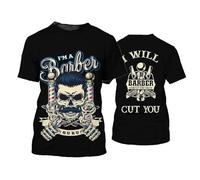 kewing Men's Barbershop 3D Printed T-Shirt Mr. Barber Hairstylist O Neck Short Sleeve Cool Pullover Tops(No Zipper/Buttons)