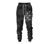 kewing Men's Viking Tattoo 3D Printed Jogger Sweatpants - Elastic Waist Drawstring Hip Hop Tracksuit Bottoms