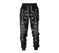 kewing Men's Viking Tattoo 3D Printed Jogger Sweatpants - Elastic Waist Drawstring Hip Hop Tracksuit Bottoms
