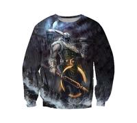 kewing Men's Viking Warrior 3D Printed Long Sleeve Sweatshirts Viking Print Sweater Pullover Tracksuit Tops