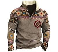 kewing Men's Western Aztec Sweatshirts Half Zip Sherpa Collar Warm Jacket Long Sleeve Fleece Pullover Tops