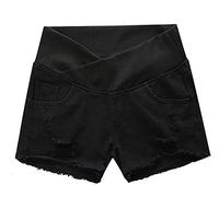 kewing Summer Maternity Shorts - Pregnancy Clothes Denim Shorts Elastic Waist Jeans Shorts for Pregnant Women Black