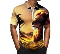 kewing Summer Men's Animal Lion & Tiger Polo Short Sleeve 3D Printed Polo Shirt Loose Plus Size Daily Casual Men's Streetwear Tops