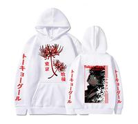 kewing Tokyo Ghoul Anime Hoodie Pullover Sweatshirt Kaneki Ken Graphic Printed Tops Casual Hip Hop Streetwear