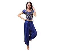 kewing Womens Belly Dance Costume Set - Dancing Top + Lantern Pants Professional Carnival Dancer Outfit Suit Royal Blue