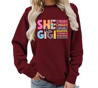 kewing Women's Vintage Fall Sweatshirt She is Gigi Lettered Print O Neck Sweater Casual Long Sleeves Pullover Outfits Tops
