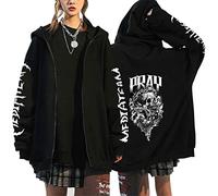 kewing Y2K Streetwear Zip Hoodie Tops Punk Gothic Oversized Skull Printed Unisex Cardigan Zipper Sweatshirt Men Women Jacket Coat