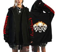 kewing Y2K Streetwear Zip Hoodie Tops Punk Gothic Oversized Skull Printed Unisex Cardigan Zipper Sweatshirt Men Women Jacket Coat