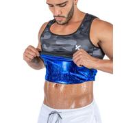 Kewlioo Men's Heat Trapping Pullover Sweat Enhancing Vest - Sauna Suit Shirt Compression Vest Shapewear Top for Gym Exercise, Gray Camo, XX-Large-3X-Large