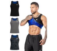 Kewlioo Men's Heat Trapping Pullover Sweat Enhancing Vest - Sauna Suit Shirt Compression Vest Shapewear Top for Gym Exercise, Multicolor 3-pack, XX-Large-3X-Large