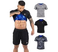 Kewlioo Men's Sauna Suit Shirt - Heat Trapping Sweat Compression Vest, Shapewear Top, Gym Exercise Versatile Shaper Jacket, Multicolor 3 Pack, XXXL