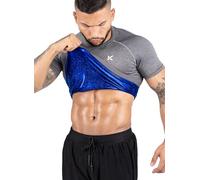 Kewlioo Men's Sauna Suit Shirt - Heat Trapping Sweat Compression Vest, Shapewear Top, Gym Exercise Versatile Shaper Jacket, Heather Grey, S