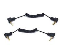 Kework 12 Inch 3.5mm to 2.5mm Audio Coiled Cable, 2 Pack, 90 Degree Angle 1/8" 3.5mm TRS Male to 90 Degree Angle 2.5mm TRS Male Jack Stereo Headphone Aux Spring Spiral Cord, Cable OD 1.5mm