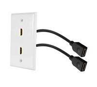 Kework 2 Ports HDMI 2.1V Wall Plate, 48Gbps, 3D, 8K@60Hz 4K@120Hz Dynamic HDR eARC, Solder-free Pass Through Outlet Socket Face Cover for Home Theater, DVD, Cable Satellite TV HDTV, PS4