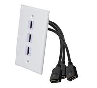 Kework 3 Ports HDMI 2.1V Wall Plate, 48Gbps, 3D 8K@60Hz 4K@120Hz Dynamic HDR eARC, Solder-free Pass Through Outlet Socket Face Cover for Home Theater, DVD, Cable Satellite TV HDTV, PS4